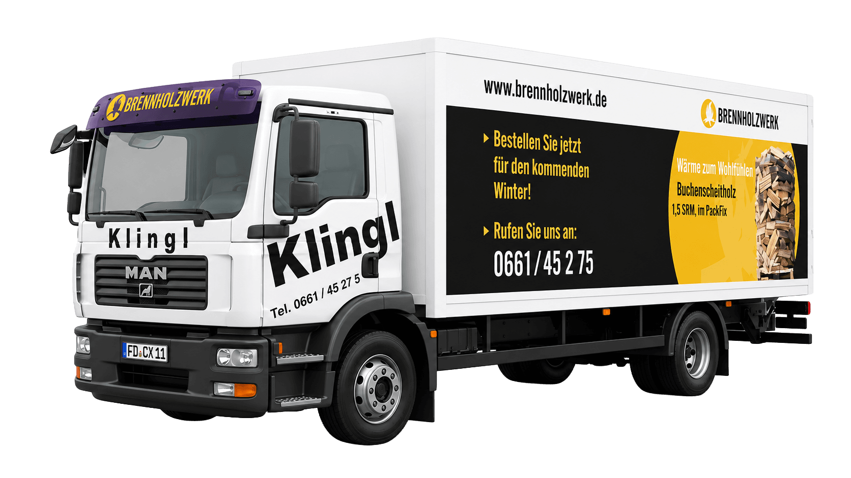 Liefer-LKW des Brennholzwerks